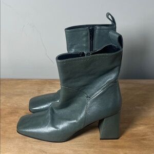 Napoleoni Green Leather Ankle Boots 39 Italy